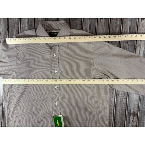 Jay Kos fine striepe Shirt sz 41 16 US M NWT bronw white $ 320 Made in England - Picture 5 of 7